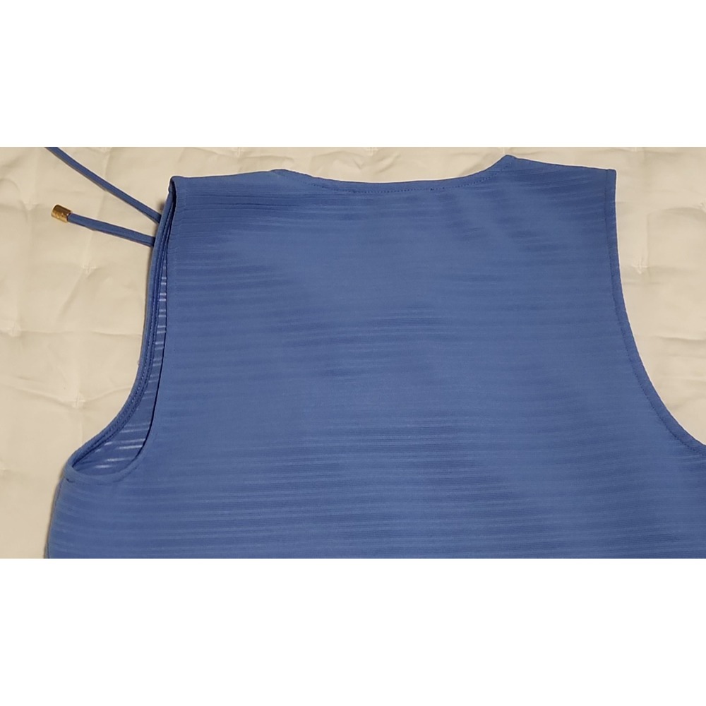 Michael Kors Chive Blue Lace Up Grommet Sleeveless Top Size M MSRP $98 - Picture 9 of 11